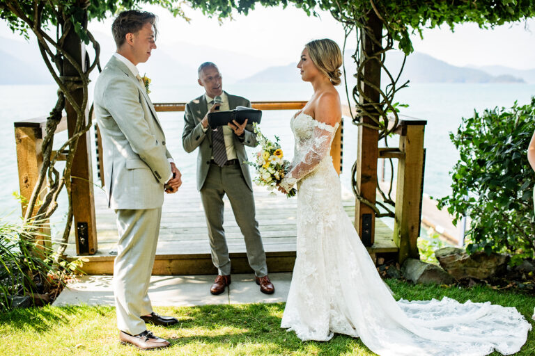 Jonathan Evans officiating Mary and Kaden's ceremony