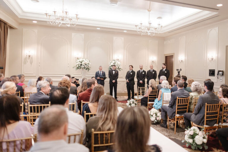 Jonathan Evans officiating Anna and Jeff's ceremony