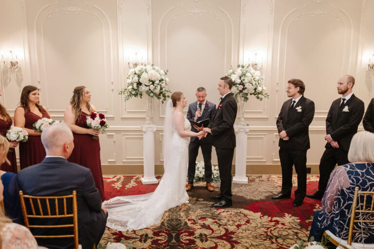 Jonathan Evans officiating Anna and Jeff's ceremony