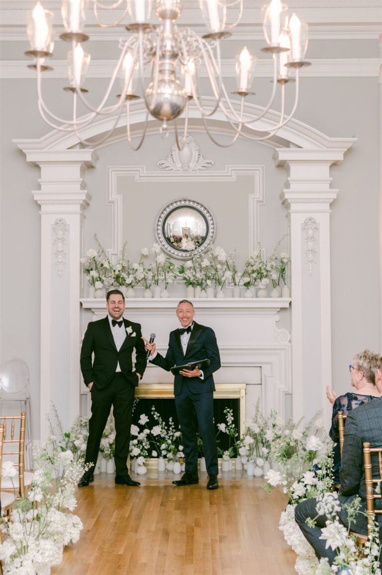 Jonathan Evans officiating Jessica's ceremony