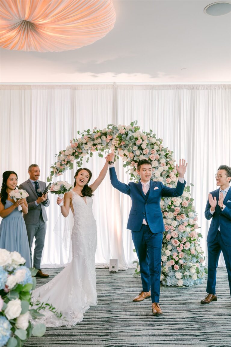 Jonathan Evans officiating Joanna and Desmond's ceremony