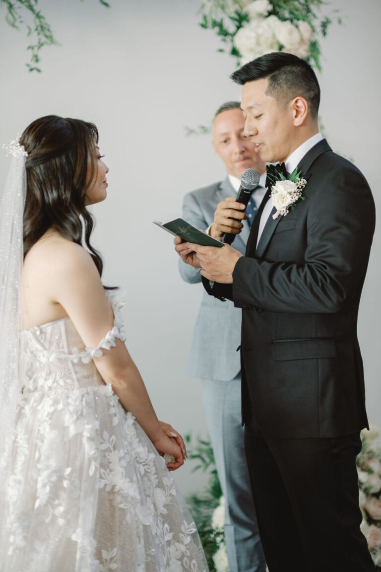 Jonathan Evans officiating Kally and Alex's ceremony