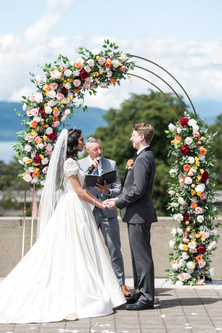 Jonathan Evans officiating Maryam and Nick's ceremony