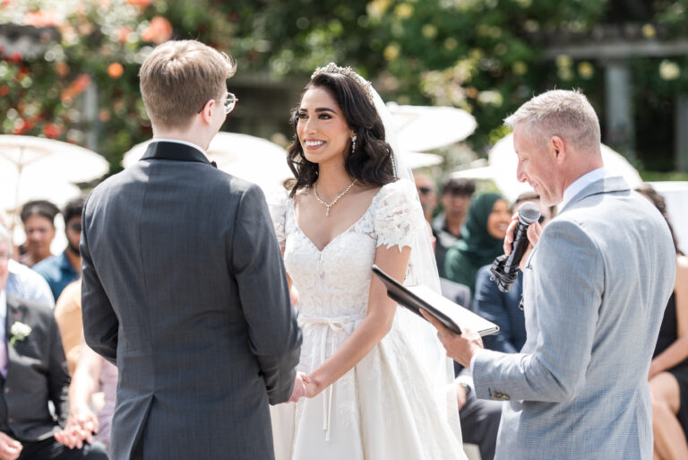 Jonathan Evans officiating Maryam and Nick's ceremony