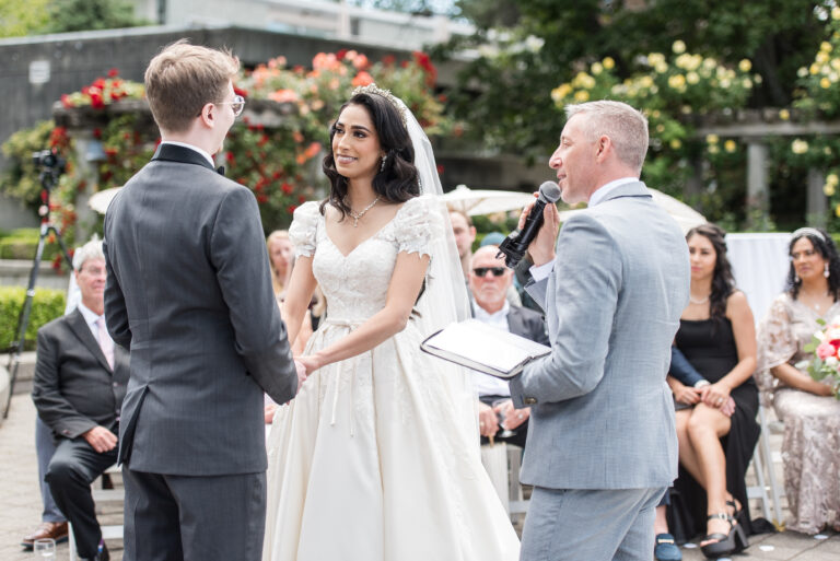 Jonathan Evans officiating Maryam and Nick's ceremony