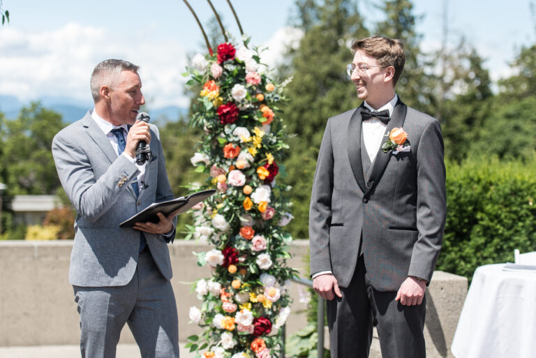 Jonathan Evans officiating Maryam and Nick's ceremony