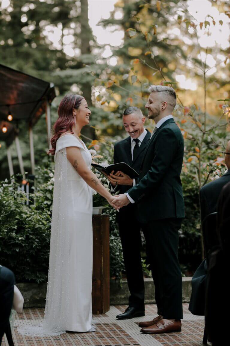 Jonathan Evans officiating Nik and Aileen's ceremony