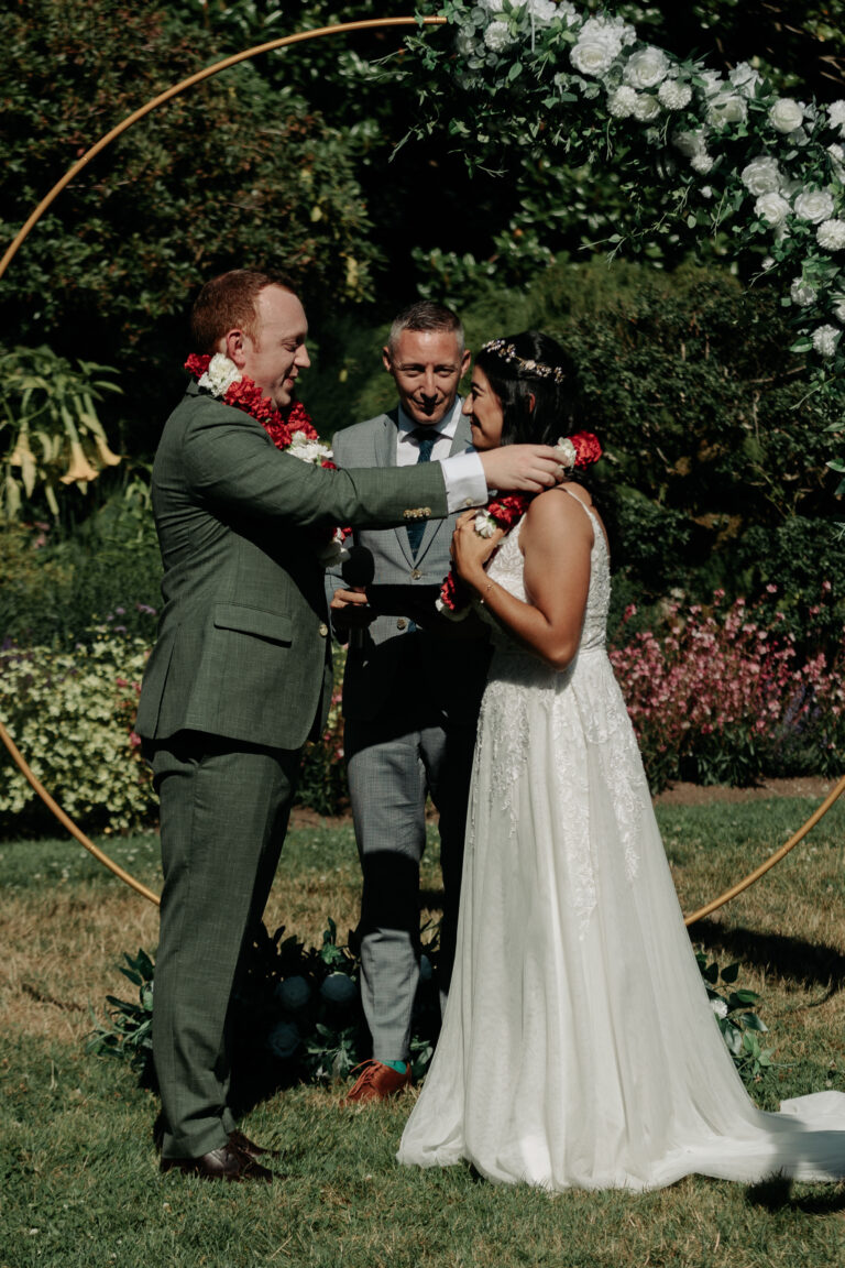 Jonathan Evans officiating Natasha and Albee's ceremony