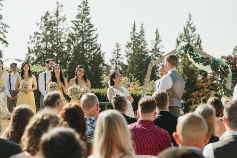 Jonathan Evans officiating a couple's ceremony