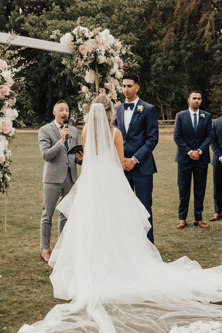 Jonathan Evans officiating Roxolana and Hamid's ceremony