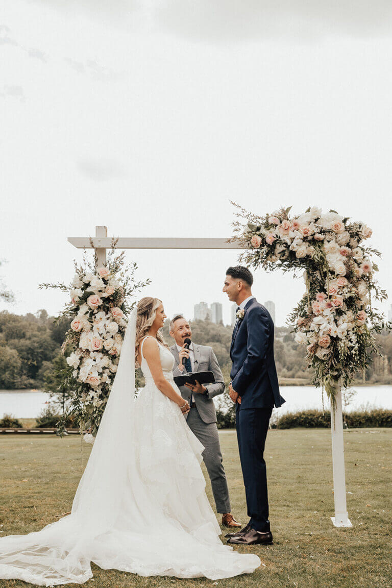 Jonathan Evans officiating Roxolana and Hamid's ceremony