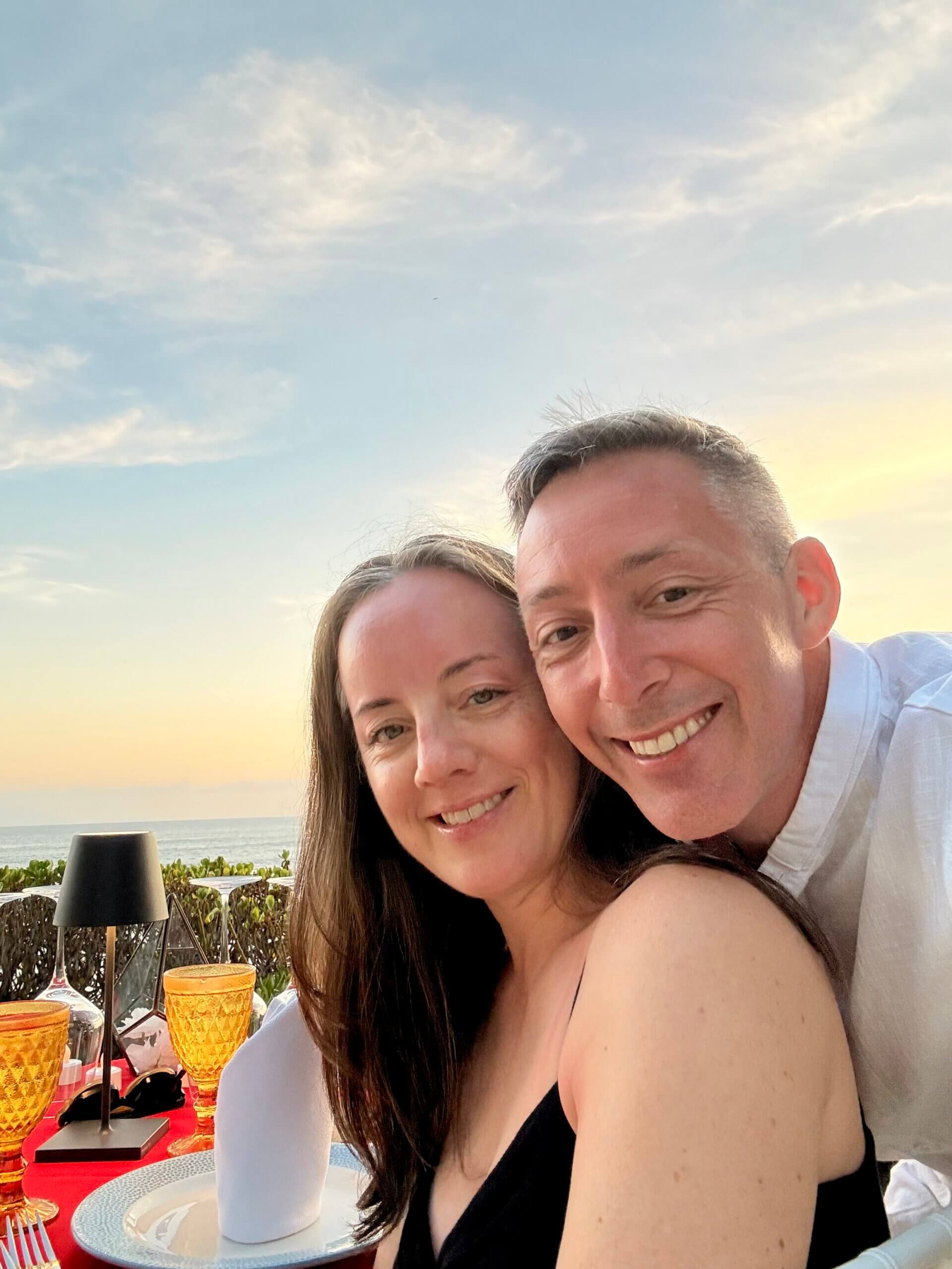 Jonathan Evans with his wife Carla at sunset
