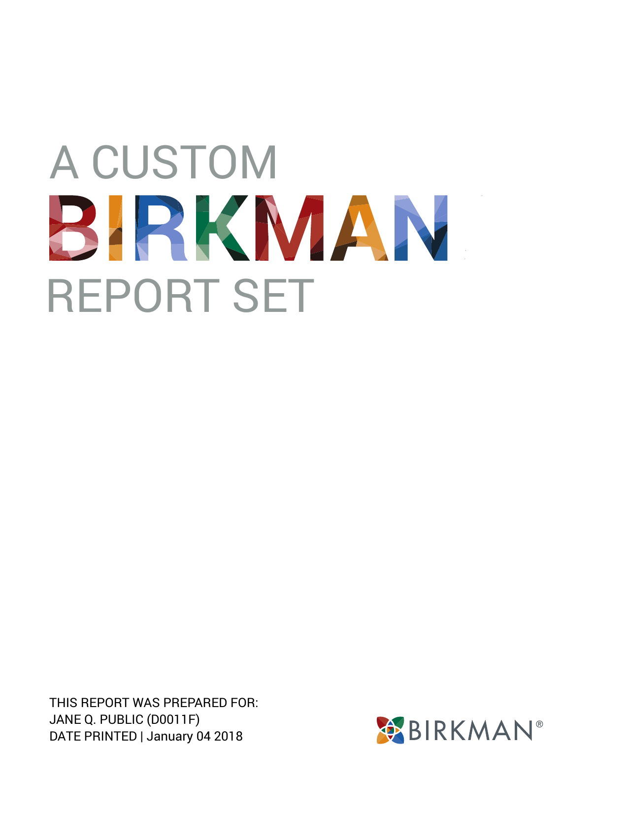 Sample Birkman Signature Report cover